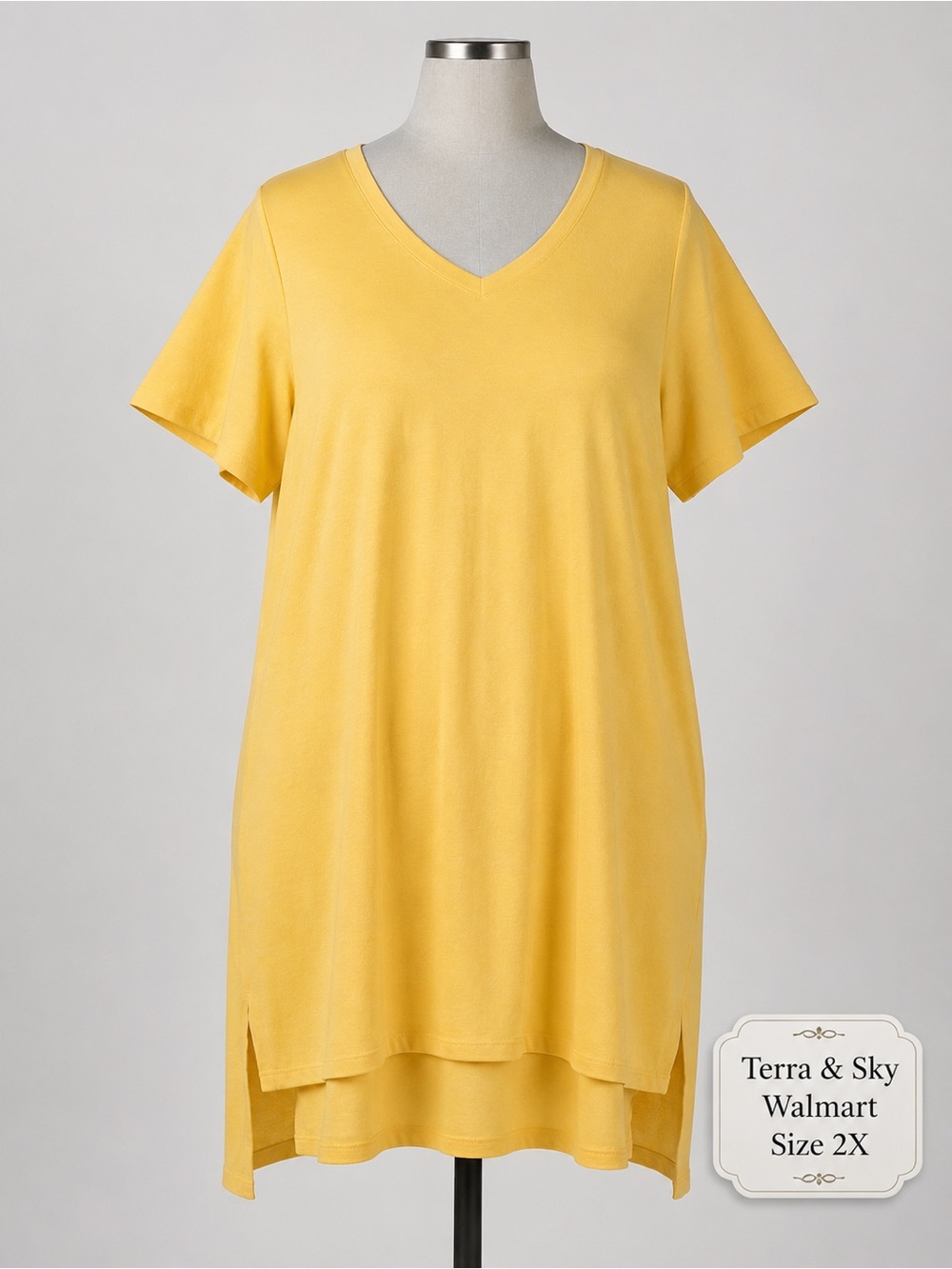 Terra & Sky V-Neck Tunic Tee in Butter Yellow